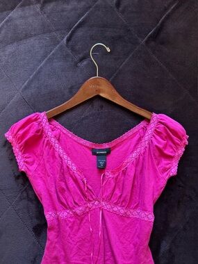 Vintage Express 100% cotton lace trim babydoll T